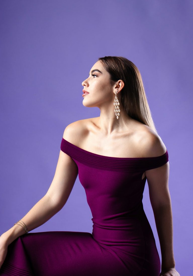 Glamorous Night Combo (Gown + Diamond Earrings + Bag)